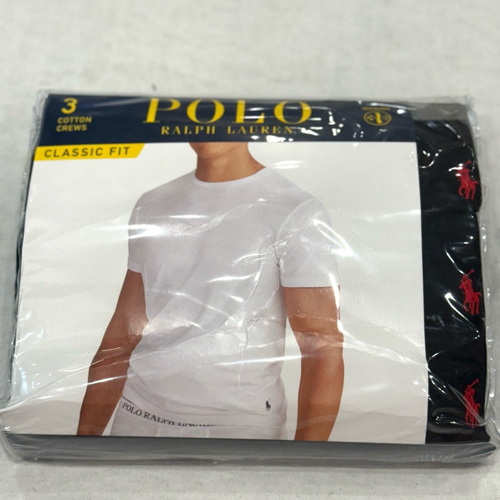 Polo by Ralph Lauren Men's  3 Cotton Crews Classic Fit T-Shirt Color Black
